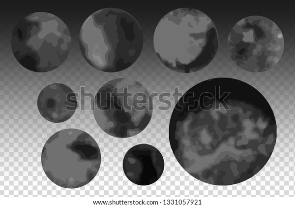 moon and\
abstract planets vector\
illustration