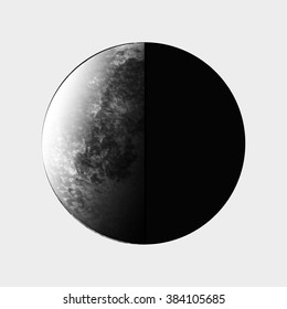 Moon. Abstract poster. Scandinavian style. Hand drawn ink textures. Stock vector.