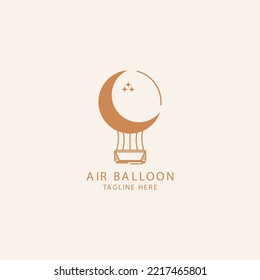 Moon  Air Ballon Logo Icon Design Template Flat Vector