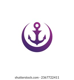 Moon Anchor Logo Design. Anchor Icon vector