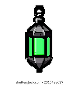 vector retro de arte de píxel de linterna árabe lunar. saludo mezquita de bit, linterna árabe de luna de eid clara. ilustración vintage antigua