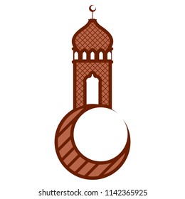 Moon with arabic temples. Ramadan Kareem