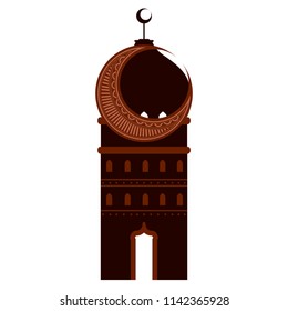 Moon with arabic temples. Ramadan Kareem