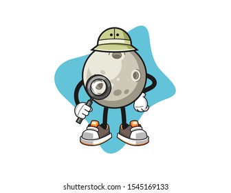 Moon archaeologist cartoon. Mascot Character vector.