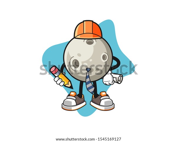 Moon\
architect cartoon. Mascot Character\
vector.