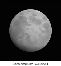 Moon - artistic vector illustration of full moon on black background.