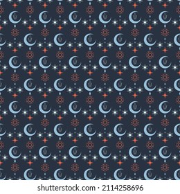 moon and astrology symbols seamless pattern