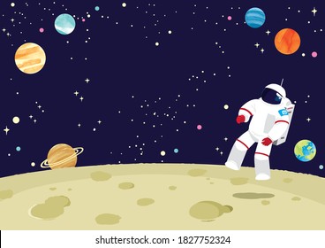 Moon and astronaut background illustration