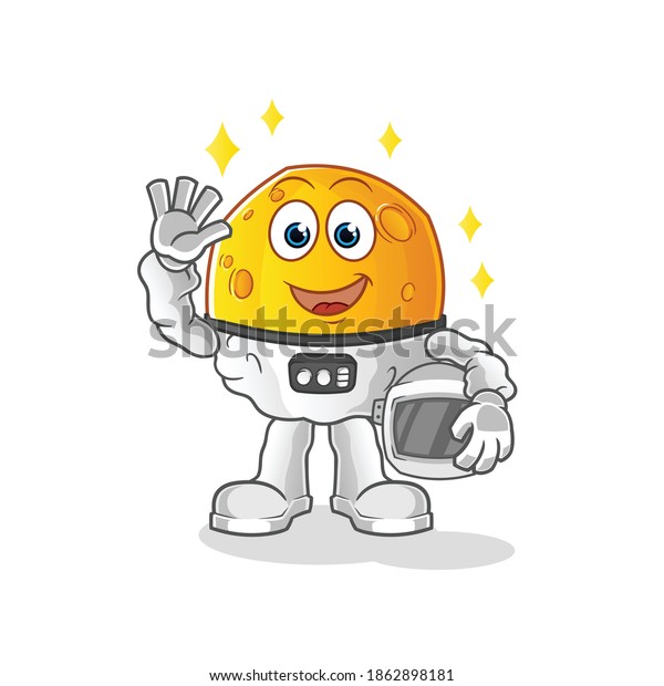 moon\
astronaut waving character. cartoon mascot\
vector