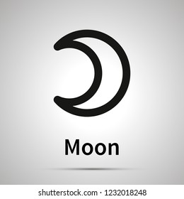 Moon astronomical sign, simple black icon with shadow