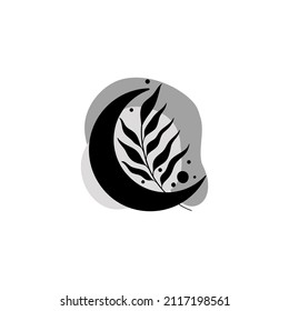 Moon authentic sign.Astrology boho witch symbol amulet.Sacred mystic decoration trendy style.Vector illustration.