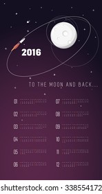 To the Moon and back, 2016 calendar poster template