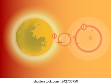 Moon in the background orange.