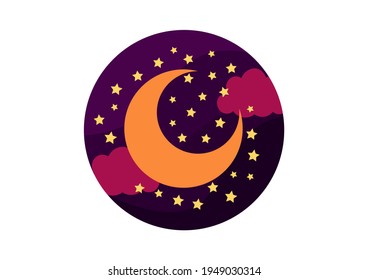 a moon background with stars scattering against the dark night sky, with a mix of dark and light purple