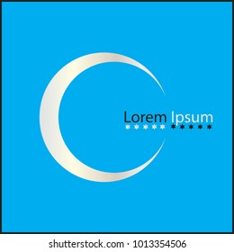 Moon badge on blue background.Vector illustration