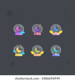 Moon Ball Glossy Golden Frame Set In Different Colors Game Icon Badge Set Sub Bit Badges Streamer Graphics Games Wings Emblem Twitch Game Icon Badge Isolated Vector Design