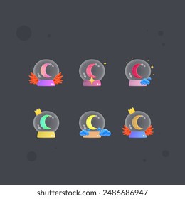 Moon Ball Glossy  Set In Ren And Yellow Colors Game Icon Badge Set Sub Bit Badges Streamer Graphics Games Wings Emblem Twitch Game Icon Badge Isolated Vector Design