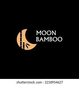 moon and bamboo logo vector template