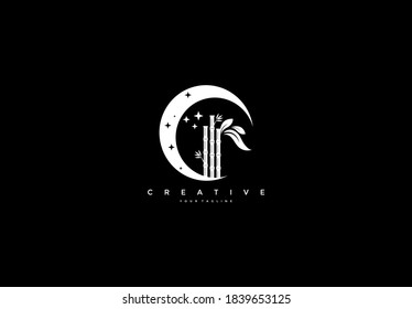 Moon Bamboo Tree Logo Design