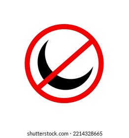Moon banned vector icon. Moon can't see from here icon. no night mode.