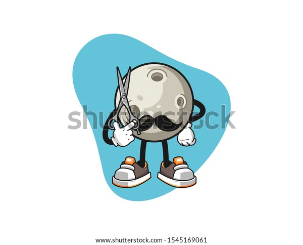 Moon barber\
cartoon. Mascot Character\
vector.