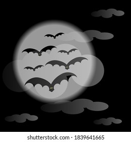 moon bat black background night illustration vector dark