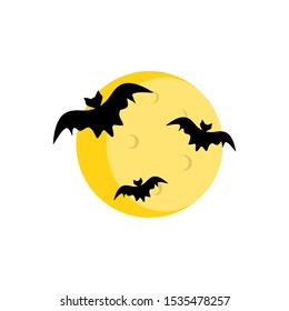 Moon, bats, color icon. Simple colored vector of halloween icons for ui and ux, website or mobile application