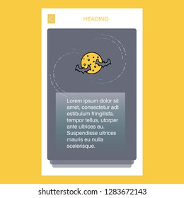 Moon and bats  mobile vertical banner design design. Vector
