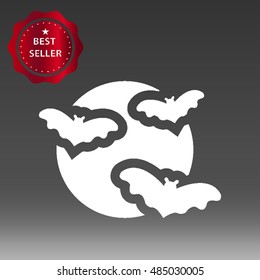 Moon with Bats Vector Icon Illustration