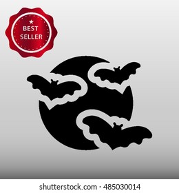 Moon with Bats Vector Icon Illustration
