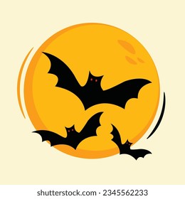 Moon And Bats Vector. Perfect for Halloween