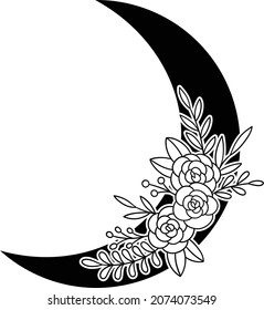 Moon Beautiful Flower Moon Silhouette Stock Vector (Royalty Free ...