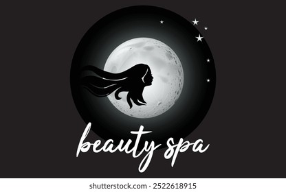 Design de logotipo de spa de beleza lunar