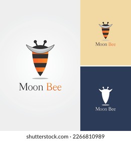 Moon Bee  Loge Design Vector