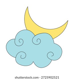 Moon behind the cloud at white background