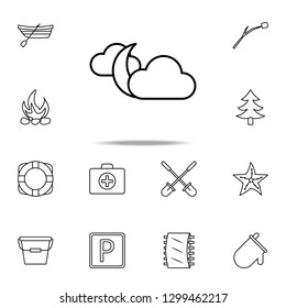 the moon behind the clouds icon. Camping icons universal set for web and mobile