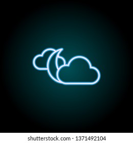 the moon behind the clouds neon icon. Elements of Camping set. Simple icon for websites, web design, mobile app, info graphics