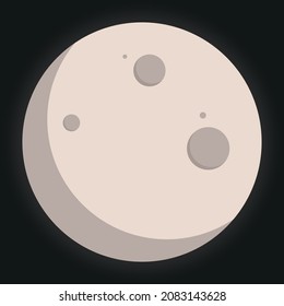 moon with black background, astronomy, night sky vector illustration