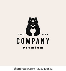 moon black bear honey hive bee vietnam hipster vintage logo vector icon illustration