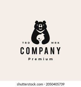 moon black bear lab laboratory chemical science vietnam hipster vintage logo vector icon illustration