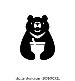 moon black bear vietnam drink drinking cup negative space logo vector icon illustration