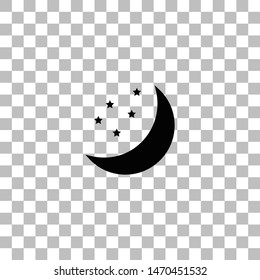 Moon. Black flat icon on a transparent background. Pictogram for your project