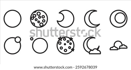 moon black line icon pack