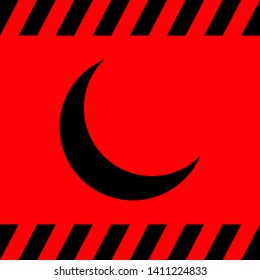 Moon black on a red background, vector illustration for design.