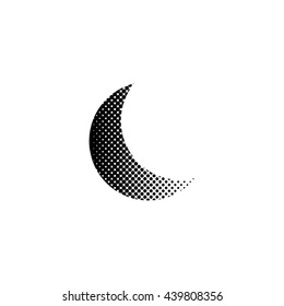 moon - black vector icon;  halftone illustration