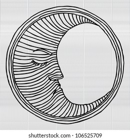 moon- black and white illustration