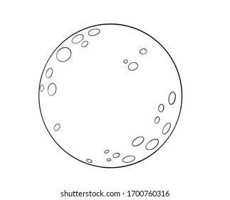 Moon black and white vector illustration. Image of planetarium, space object.