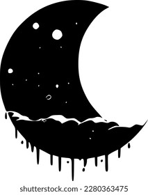 Moon | Black and White Vector illustration
