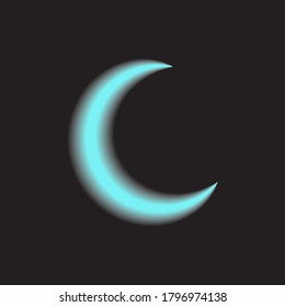
Moon blue glow on a black background. Vector drawing.