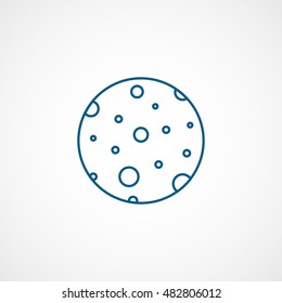 Moon Blue Line Icon On White Background